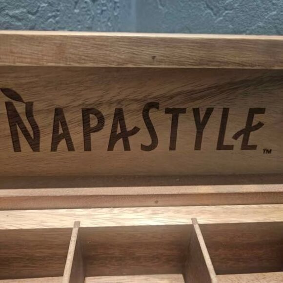 Napa Style Spice Holder Tea Holder Acacia Wood 14" x 4" - Picture 3 of 7